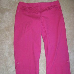 Liz&Co. Stretch Pink Roll Up Leg Capri Size 14